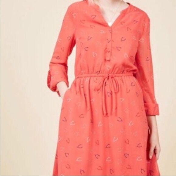 Modcloth Effortless on Arrival Dress in Wishbone Print 4X NWOT - Picture 2 of 12